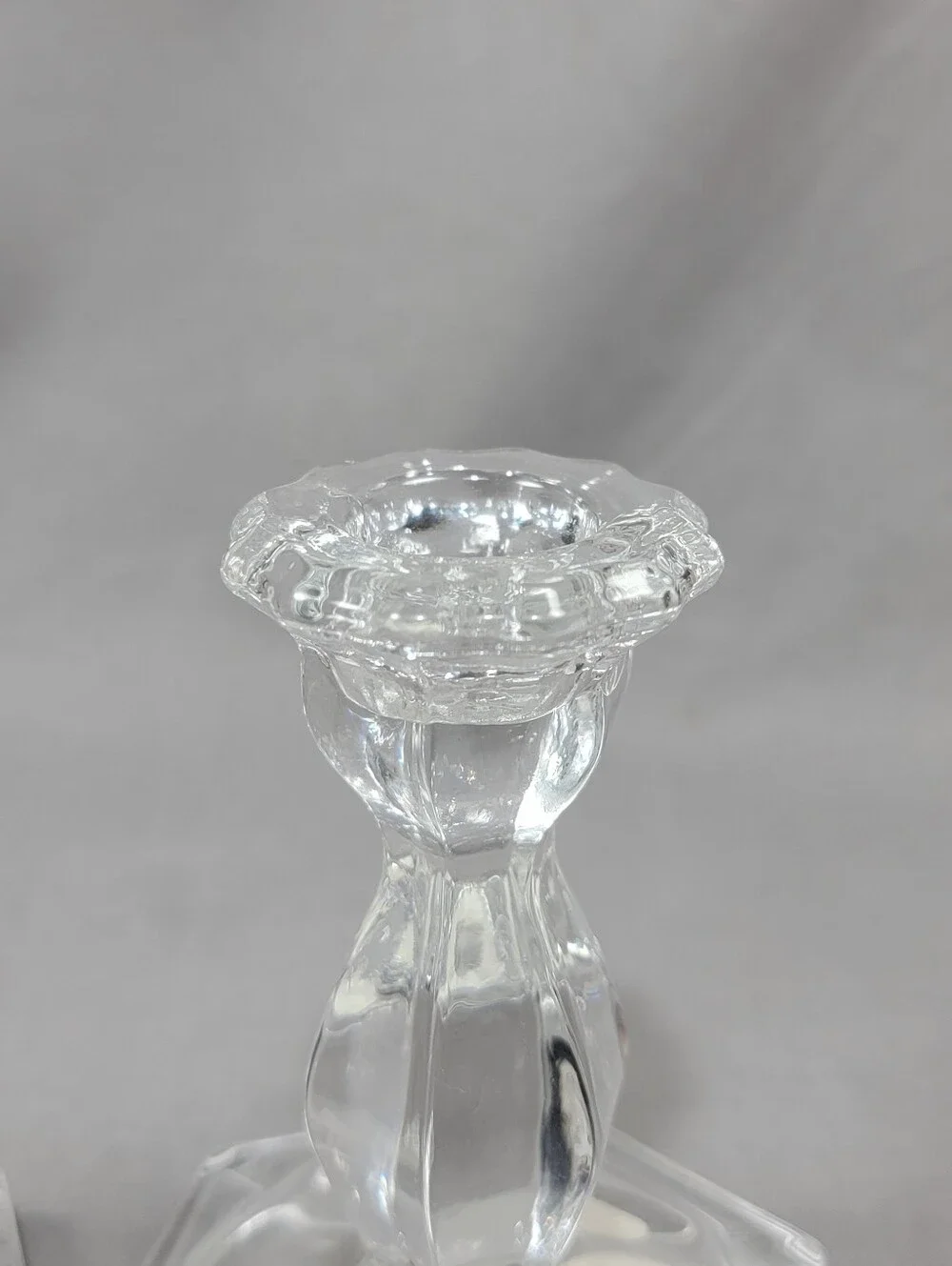 Fitz and Floyd Candlestick Peg Cup Holders Clear Glass Set of 2 Decorative